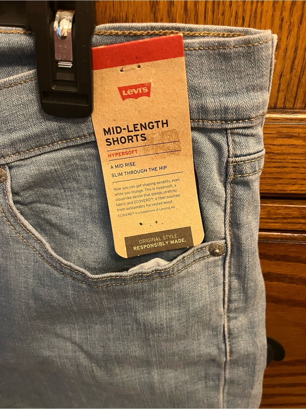 Levi's Light Blue Denim Mid-Length Shorts - Rolled Hem - Picture 11 of 12